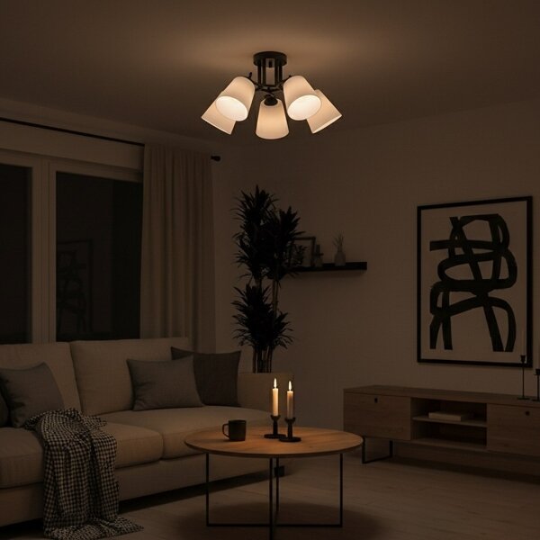 Prisadený luster PAFOS 5xE27/15W/230V čierny