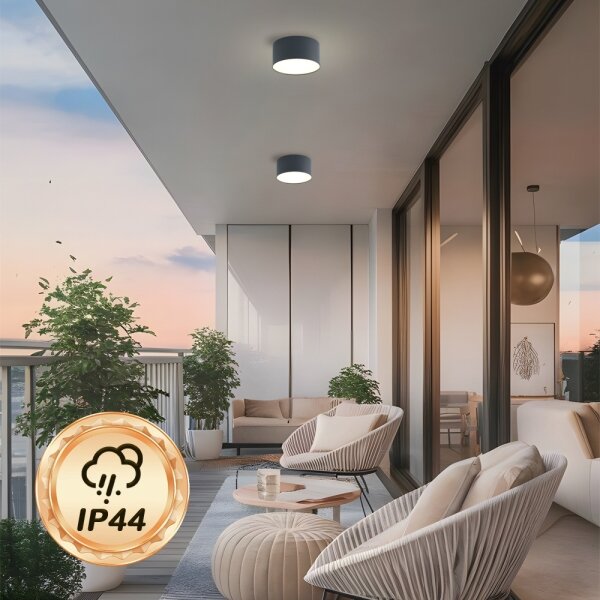 Brilagi - LED kúpeľňové stropné svietidlo FORIS LED/14W/230V priemer 12 cm antracit IP44