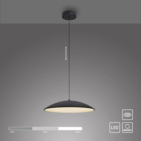 Schöner Wohnen 14607-18-LED stmievateľný luster na lanku LENTE LED/23W/230V priemer 50 cm čierna