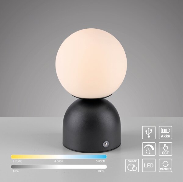 Schöner Wohnen 19218-18 - LED stmievateľná stolná lampa RUDI LED/1,2W/5V čierna