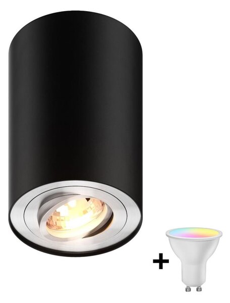 Zuma Line 89201-N - LED RGBW stmievateľné bodové svietidlo RONDOO 1xGU10/4,8W/230V čierne + diaľkové ovládanie