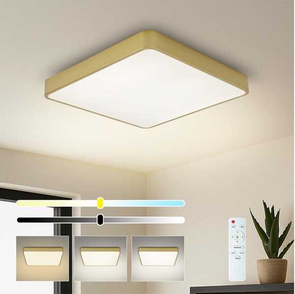 Brilagi-LED stmievateľné stropné svietidlo POOL LED/36W/230V 3000-6000K 40x40 cm zlaté + diaľkové ovládanie