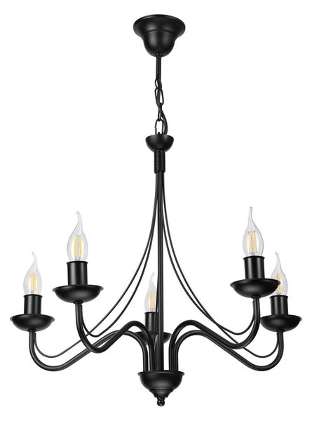 Luster na reťazi ANTON 5xE14/15W/230V čierna