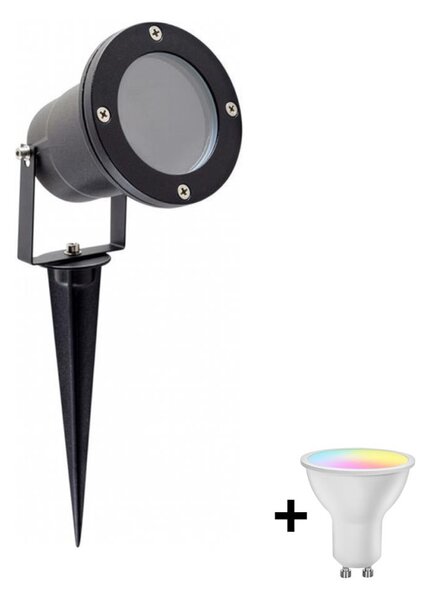 LED RGBW Stmievateľná vonkajšia lampa BLAKE 1xGU10/4,8W/230V IP65 + diaľkové ovládanie