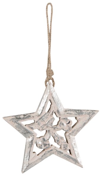 Závesná vianočná drevená hviezda s patinou - 15 * 2 * 14 cm