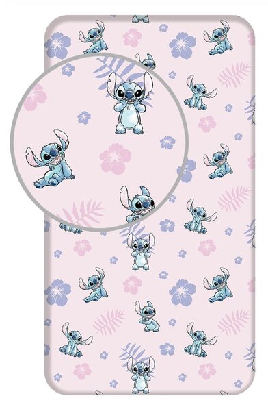 Napínacia bavlnená detská plachta na jednolôžko 90x200 cm Lilo and Stitch – Jerry Fabrics