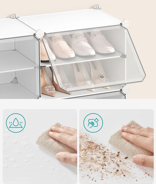 REGÁL NA TOPÁNKY, biela, priehľadné, 124,4/124,6/32 cm Boxxx - Online Only drobný nábytok, Online Only
