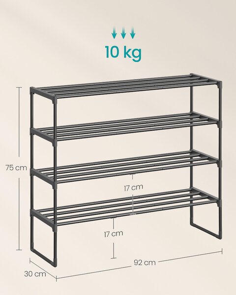 REGÁL NA TOPÁNKY, čierna, 92/74/30 cm - Online Only drobný nábytok, Online Only