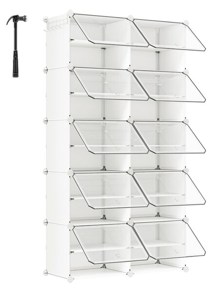 REGÁL NA TOPÁNKY, biela, priehľadné, 83/156/32 cm - Online Only drobný nábytok, Online Only