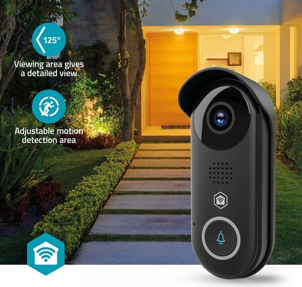 Nedis WIFICDP11BK - Inteligentný videozvonček so senzorom 5V Full HD 1080p IP54 Wi-Fi Tuya