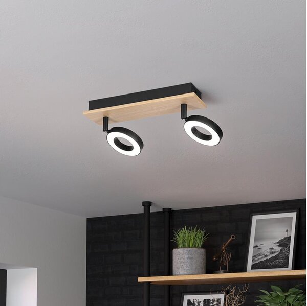 Eglo 901203 - LED Bodové svietidlo RIELVES 2xLED/4,2W/230V čierna/hnedá