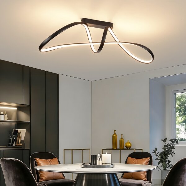 Brilagi-LED Stmievateľný prisadený luster TWISTER LED/60W/230V 3000-6000K čierny s diaľkovým ovládaním