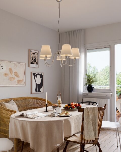 ByRydens 4202720-6510 - Závesný luster na lanku LYNF 5xE14/8W/230V chróm/biela