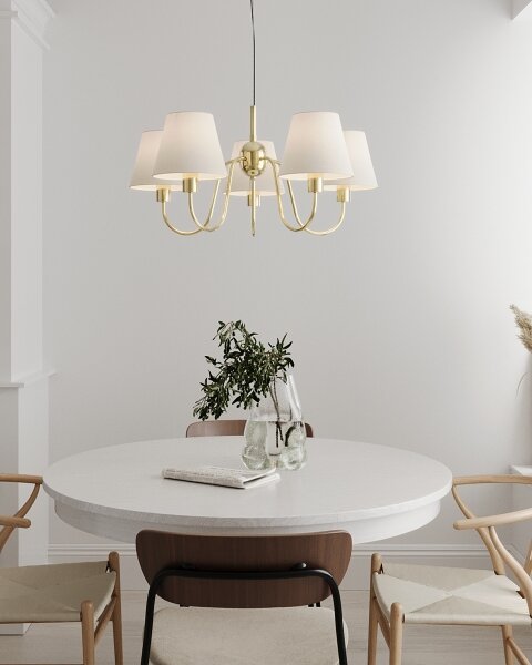 ByRydens 4202720-6509 - Luster na lanku LYNF 5xE14/8W/230V mosadz/biela