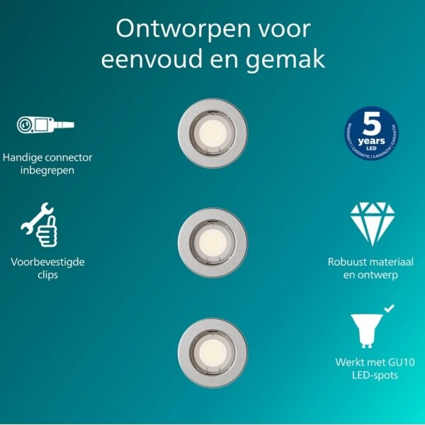 Philips - SADA 3x podhľadových svietidiel PERIDOT 1xGU10/7W/230V strieborná