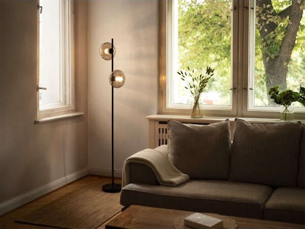Osram - Stojacia lampa DECOR SMOKE 2xE14/12W/230V čierna/dymovo šedá