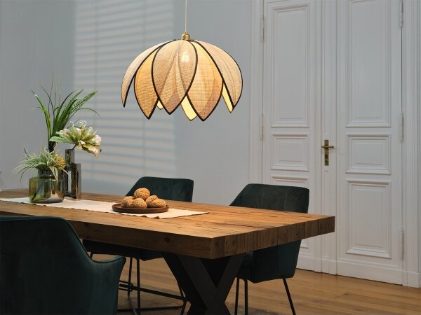 Osram - Závesný luster na lanku DECOR RATTAN 1xE27/15W/230V pr. 67 cm béžová/čierna