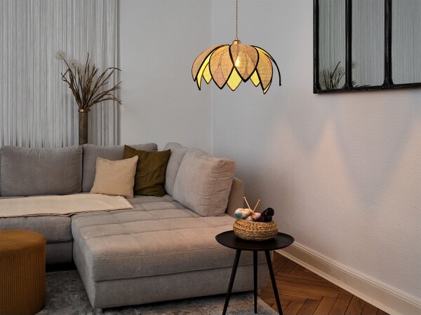 Osram - Závesný luster na lanku DECOR RATTAN 1xE27/15W/230V pr. 48 cm béžová/čierna