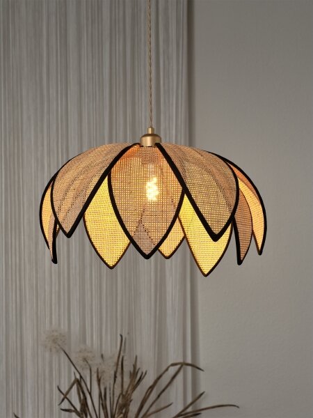 Osram - Závesný luster na lanku DECOR RATTAN 1xE27/15W/230V pr. 48 cm béžová/čierna