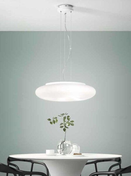 Ondaluce - Závesný luster na lanku DODI 2xE27/15W/230V, priemer 53 cm, biely