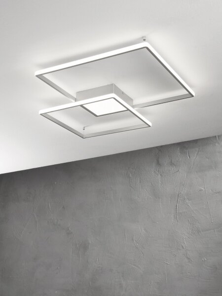 Ondaluce - LED Stmievateľné stropné svietidlo DOWEL LED/46W/230V 55x55 cm strieborné