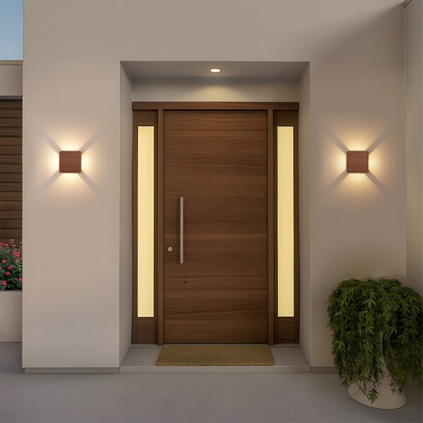 Brilagi - LED vonkajšie nástenné svietidlo QUADRAY LED/6W/230V v dekore dreva IP54