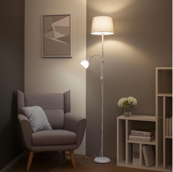 Brilagi - Stojacia lampa CERIA 1xE27/100W/230V + 1xE14/25W biela/šedá
