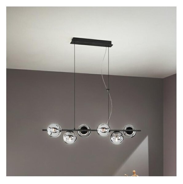 Ondaluce - Luster na lanku MONILE 6xE14/10W/230V čierna/dymová čierna
