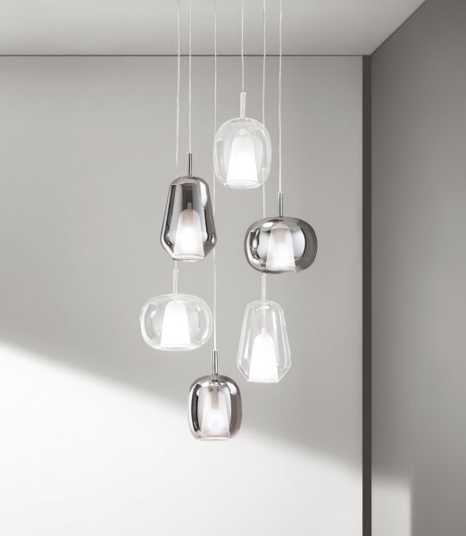 Ondaluce - Závesný luster na lanku THELMA 1xE27/15W/230V pr. 19,5 cm zlatá/číra