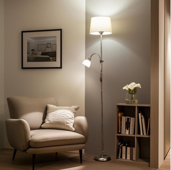 Brilagi - Stojacia lampa CERIA 1xE27/100W/230V + 1xE14/25W matný chróm/béžová