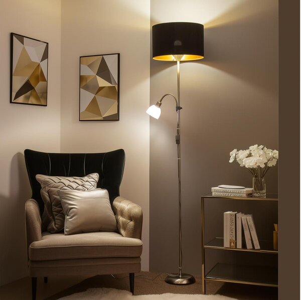 Brilagi - Stojacia lampa CERIA 1xE27/100W/230V + 1xE14/25W matný chróm/čierna