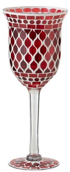 Červený sklenený svietnik na nožičke Mosaic - Ø 12 * 30 cm