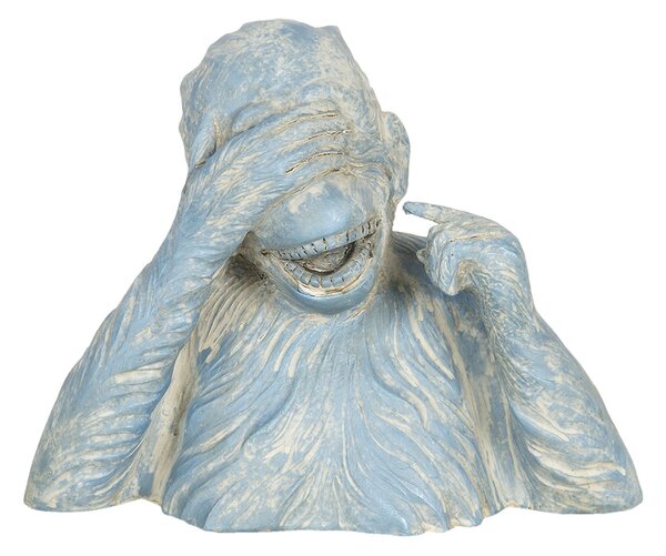 Modro-krémová dekorácie smejúci sa opice Singe - 24 * 11 * 19 cm