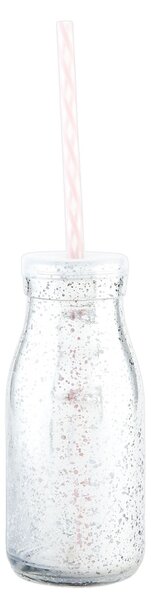 Strieborná sklenená fľaša na slamku - Ø 6 * 14 cm / 0,2 L