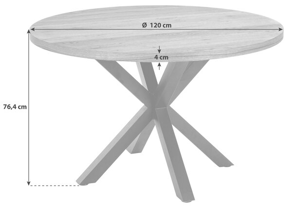 JEDÁLENSKÝ STÔL, divoký dub, divoký dub, 120/120/76,4 cm P & B - Stoly, Online Only