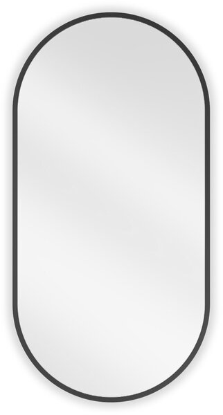 Mexen Loft, oválne kúpeľňové zrkadlo 80 x 40 cm, farba rámu čierna matná, 9851-080-040-000-70