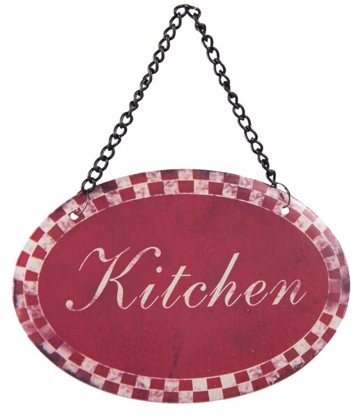 Červená závesná ceduľka Kitchen - 12 * 8 cm