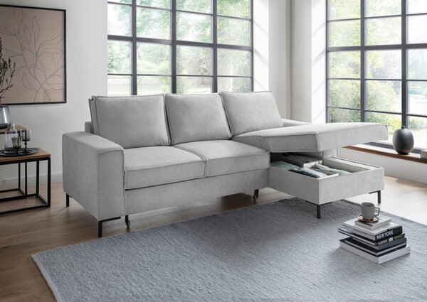 ROHOVÁ SEDAČKA, textil, strieborná Livetastic - Sedačky, Online Only