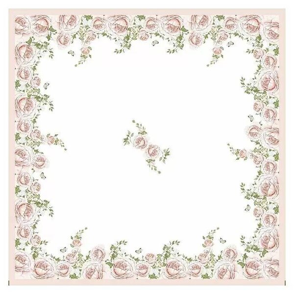 German Duni Dunicel® dekoratívny papierový obrus / 84 x 84 cm / motív Rose Glory / biela/ružová
