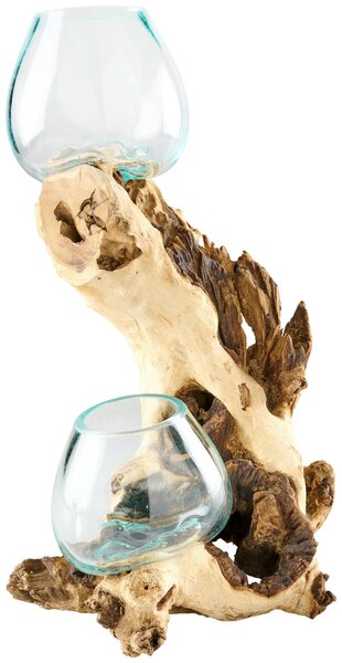VÁZA, drevo, sklo, 40 cm Ambia Home - Vázy