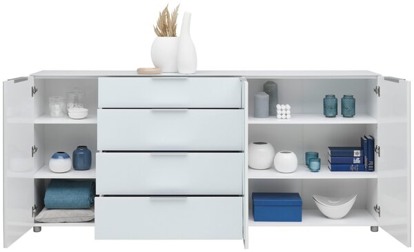 ŠIROKÁ KOMODA, biela s vysokým leskom, 226,4/99,3/40 cm Voleo - Komody