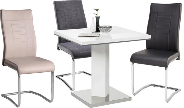 JEDÁLENSKÝ STÔL, sivá, biela, farba ušľachtilej ocele, 80/80/76 cm Carryhome - Stoly