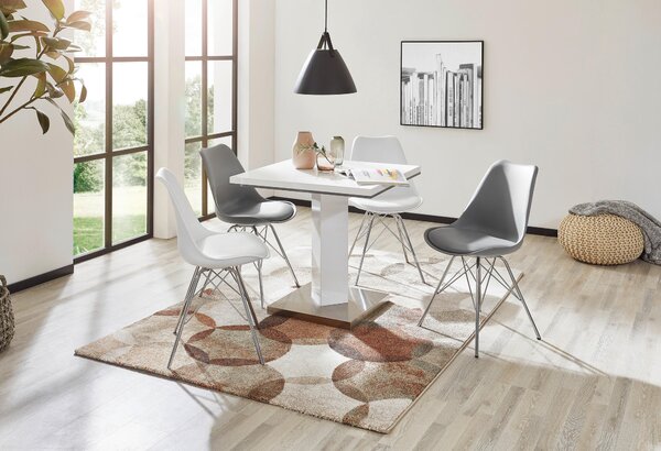 JEDÁLENSKÝ STÔL, sivá, biela, farba ušľachtilej ocele, 80/80/76 cm Carryhome - Stoly
