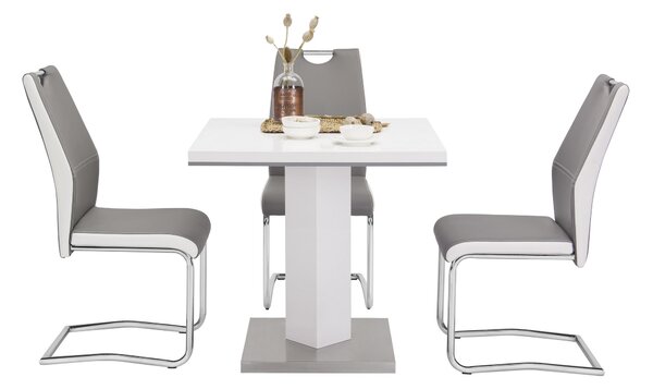 JEDÁLENSKÝ STÔL, sivá, biela, farba ušľachtilej ocele, 80/80/76 cm Carryhome - Stoly