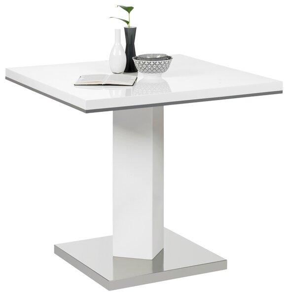 JEDÁLENSKÝ STÔL, sivá, biela, farba ušľachtilej ocele, 80/80/76 cm Carryhome - Stoly