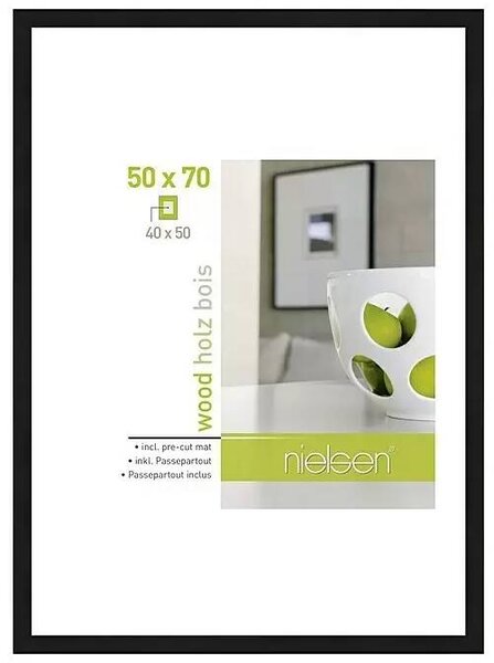 Rám na obraz Nielsen Apollo / 50 x 70 cm / drevo / sklo / s držiakom / čierny
