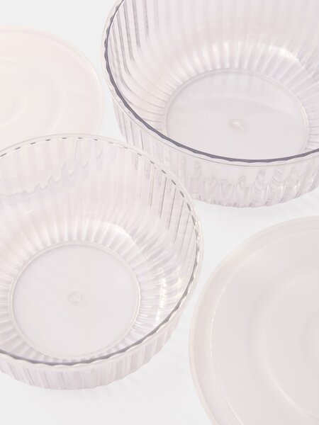 Sinsay - Ryhované nádoby na potraviny s priehľadnými viečkami 2 pack - clear