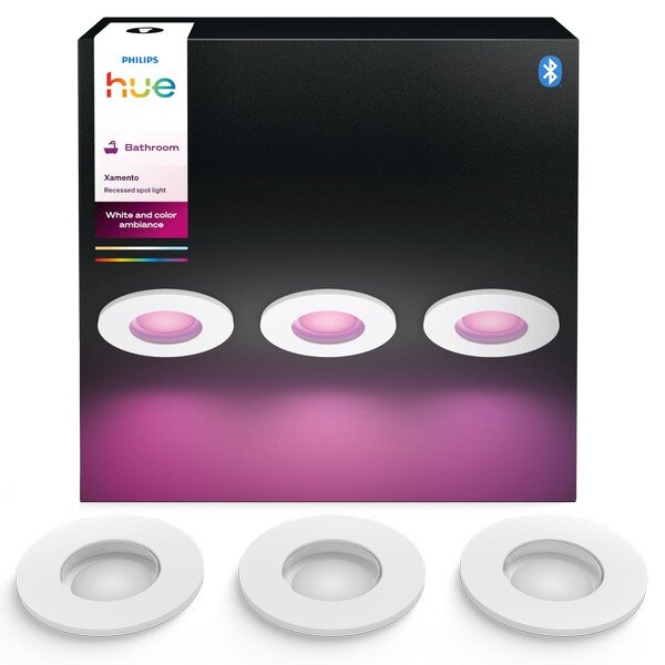 Zapustené svietidlo 3x GU10 2000–6500K biela IP44 Philips HUE White and Color Ambiance Xamento 8721103072900 balenie 3 ks