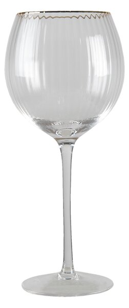 Poháre na víno s vrúbkovaním a zlatou linkou Pim - Ø10*22 cm / 500ml - Clayre & Eef