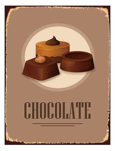 Hnedá nástenná kovová ceduľa Chocolate - 25*1*33 cm - Clayre & Eef